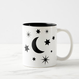 Black Moon & Stars Two-Tone Coffee Mug