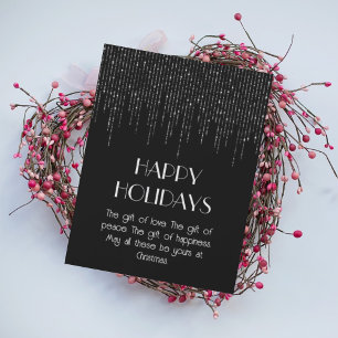 Black moonlight elegant sparkly stylish Christmas Holiday Card