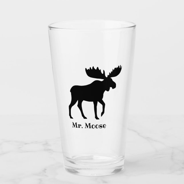 Black Moose Silhouette Personalised Glass (Front)