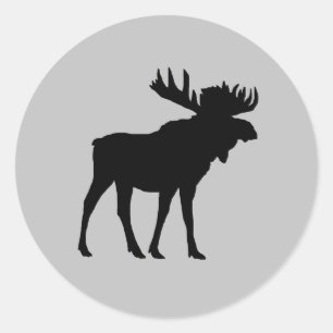 Black Moose Silhouette Wilderness Classic Round Sticker