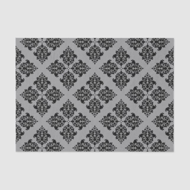 Black Moroccan Damask Tissue Paper (Front)