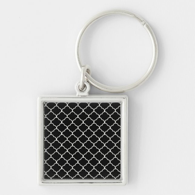 Black Moroccan Design @ Emporiomoffa Key Ring (Front)