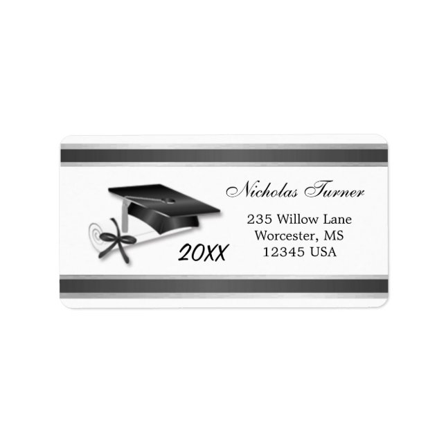 Black mortar, diploma Graduation Label (Front)