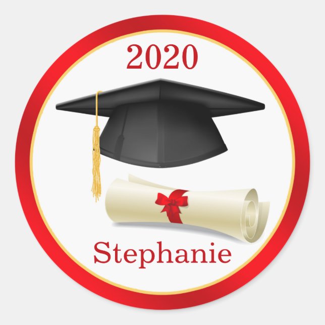 Black Mortar, diploma Your name Graduation Sticker (Front)