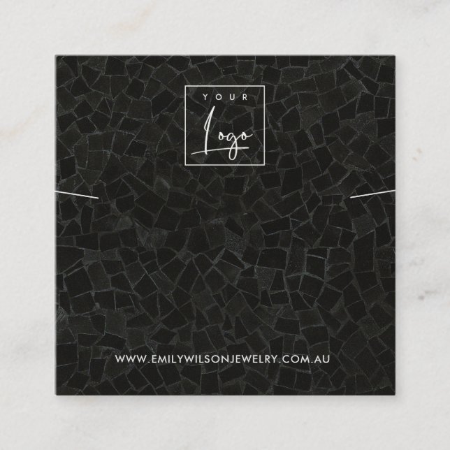 BLACK MOSAIC TEXTURE NECKLACE BRACELET DISPLAY SQUARE BUSINESS CARD (Front)