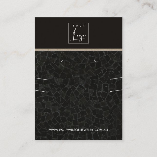 BLACK MOSAIC TEXTURE NECKLACE EARRING DISPLAY BUSINESS CARD (Front)