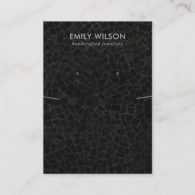 BLACK MOSAIC TEXTURE NECKLACE EARRING DISPLAY BUSINESS CARD (Front)