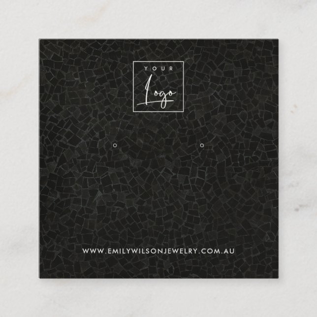 BLACK MOSAIC TEXTURE STUD EARRING DISPLAY CARD (Front)
