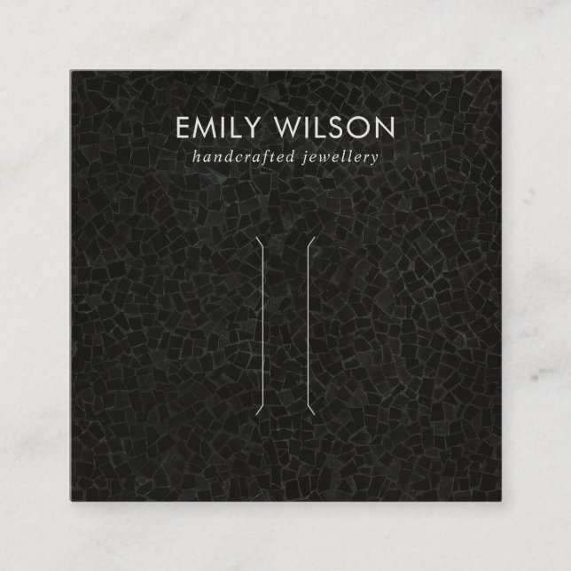 BLACK MOSAIC TILE TEXTURE HAIR CLIP DISPLAY CARD (Front)