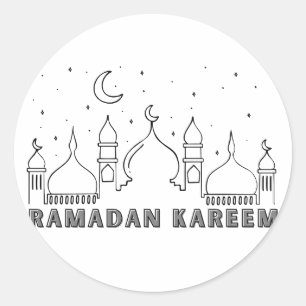 Black Mosque Ramadan Kareem  Classic Round Sticker