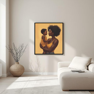 Black Mother and Child Line Art Poster