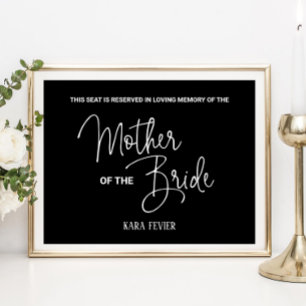 Black Mother Bride Reserved Seat Memorial Wedding Poster