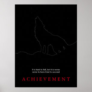 Black Motivational Howling Wolf Art Poster Print