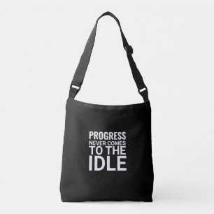 Black Motivational Saying Work and Gym Inspiration Crossbody Bag