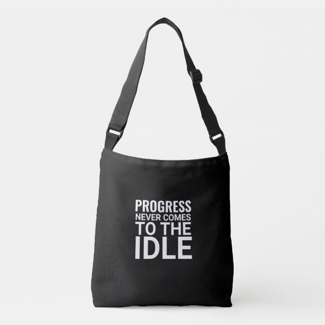 Black Motivational Saying Work and Gym Inspiration Crossbody Bag (Front)