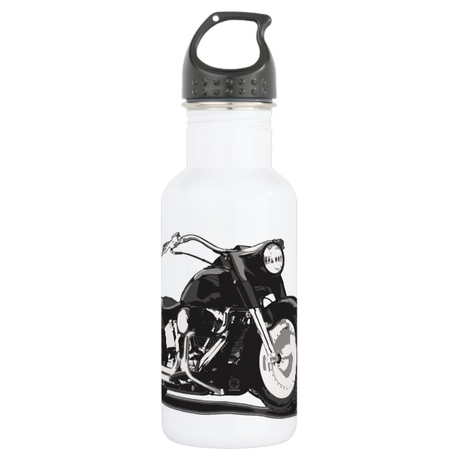 Black motorcycle 532 ml water bottle (Front)
