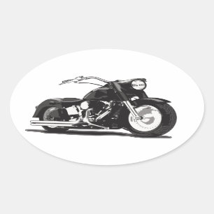 Black motorcycle oval sticker