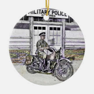 Black Motorcycle Police ww2 Ceramic Tree Decoration