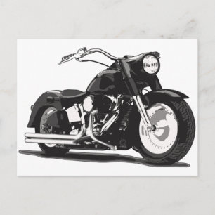 Black motorcycle postcard