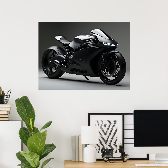 Black Motorcycle Poster (Home Office)