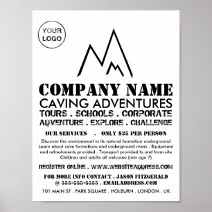 Black Mountain Logo, Caving Adventure Advertising Poster