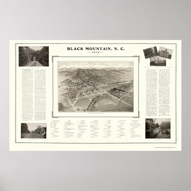 Black Mountain, NC Panoramic Map - 1912 Poster (Front)