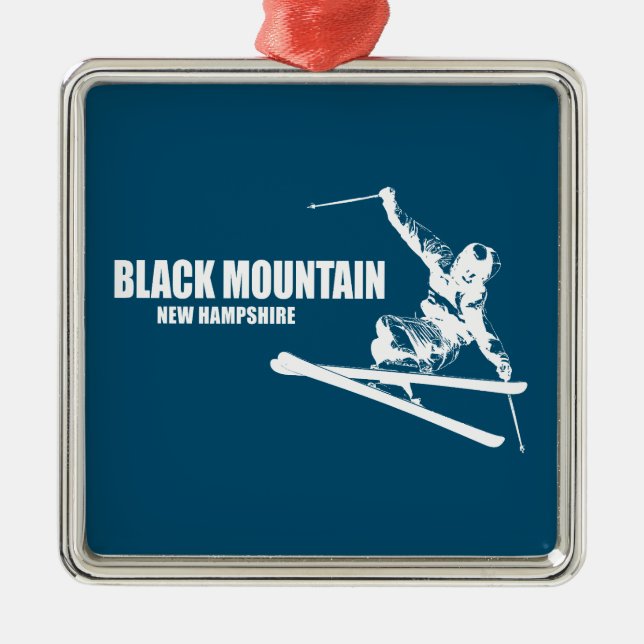 Black Mountain New Hampshire Skier Metal Tree Decoration (Front)