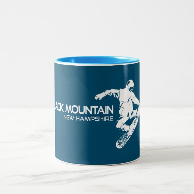 Black Mountain Ski Area New Hampshire Snowboarder Two-Tone Coffee Mug (Center)