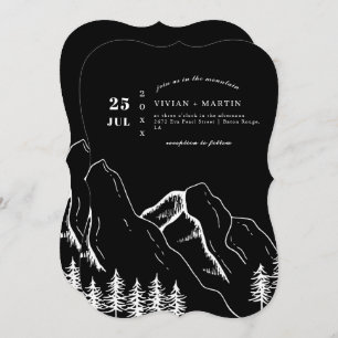 Black Mountains Pine Tree Outdoor Wedding Invitation