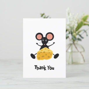 Black mouse with cheese holiday card