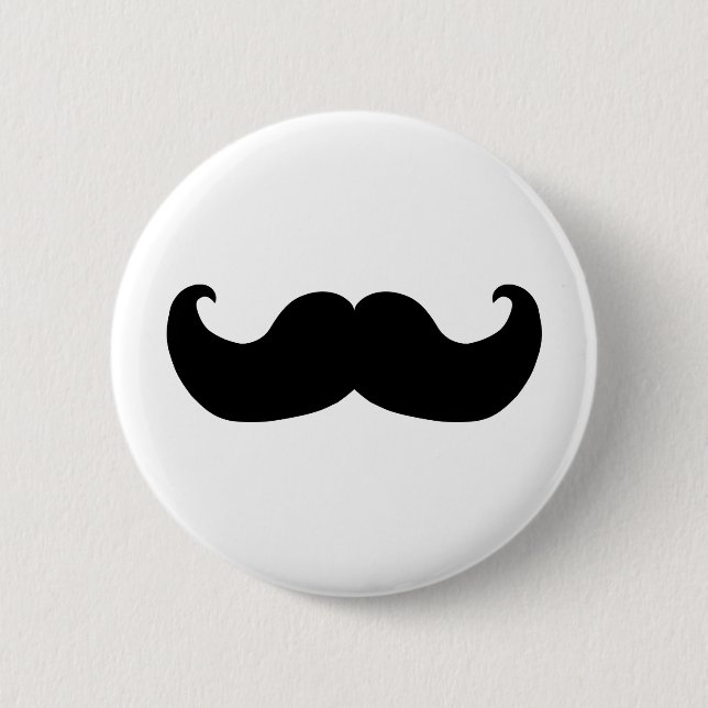 Black Moustache 6 Cm Round Badge (Front)