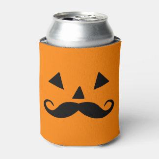 Black Moustache and Orange Pumpkin Can Cooler