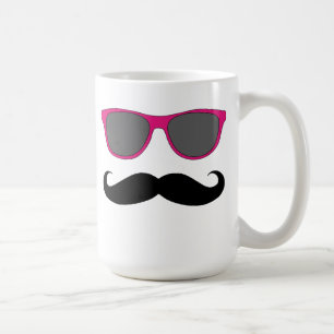 Black Moustache and Pink Sunglasses Humour Coffee Mug