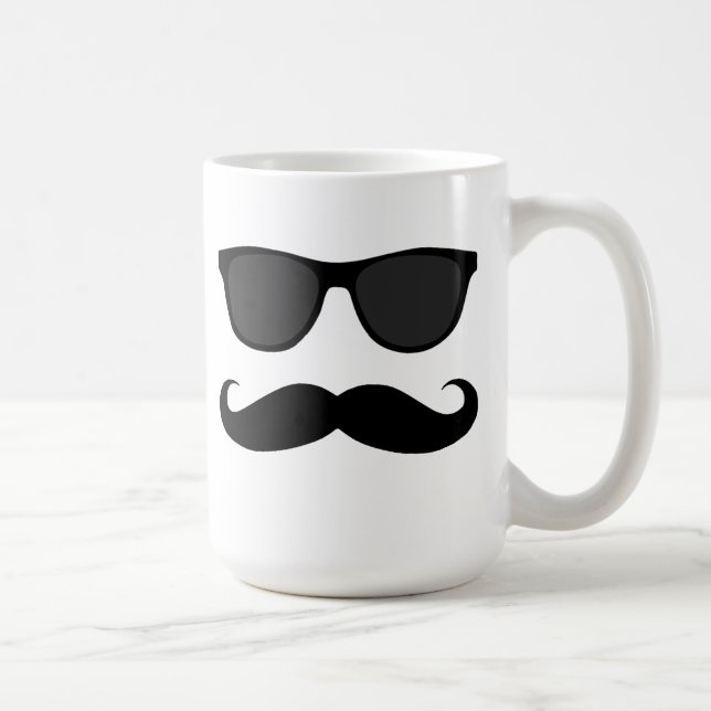 Black Moustache and Sunglasses Humour Coffee Mug (Right)