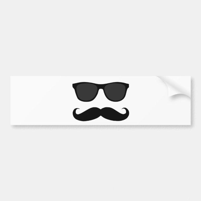 Black Moustache and Sunglasses Humour Gift Bumper Sticker (Front)
