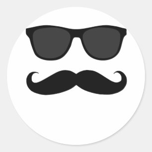 Black Moustache and Sunglasses Humour Gift Classic Round Sticker