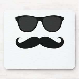 Black Moustache and Sunglasses Humour Gift Mouse Mat