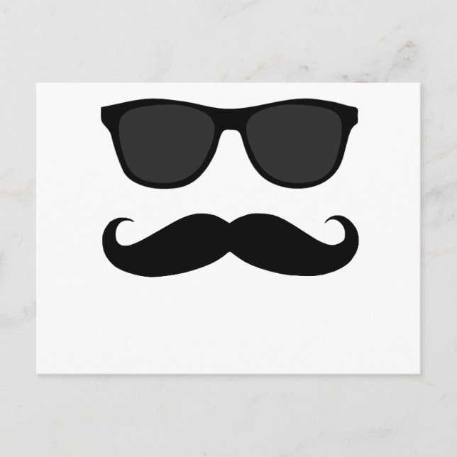 Black Moustache and Sunglasses Humour Gift Postcard (Front)