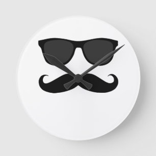 Black Moustache and Sunglasses Wall Clock
