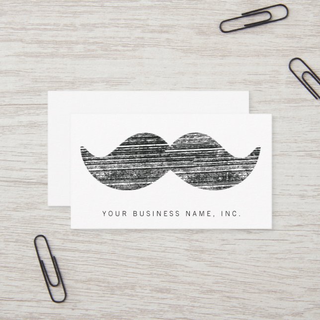 Black Moustache Business Card (Front/Back In Situ)