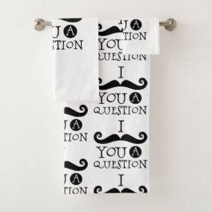 Black Moustache Humour Bath Towel Set