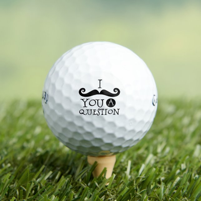 Black Moustache Humour Golf Balls (Insitu Tee)