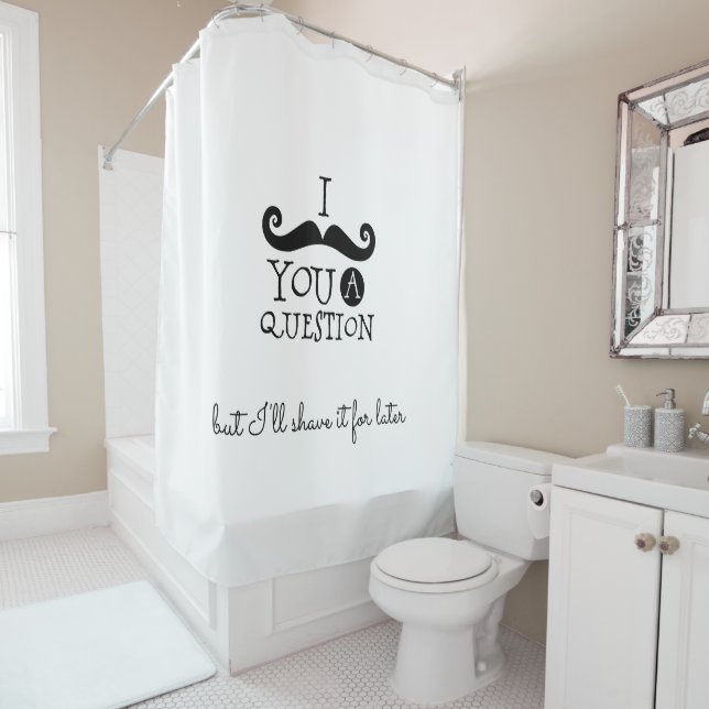 Black Moustache Humour Shower Curtain (In Situ)
