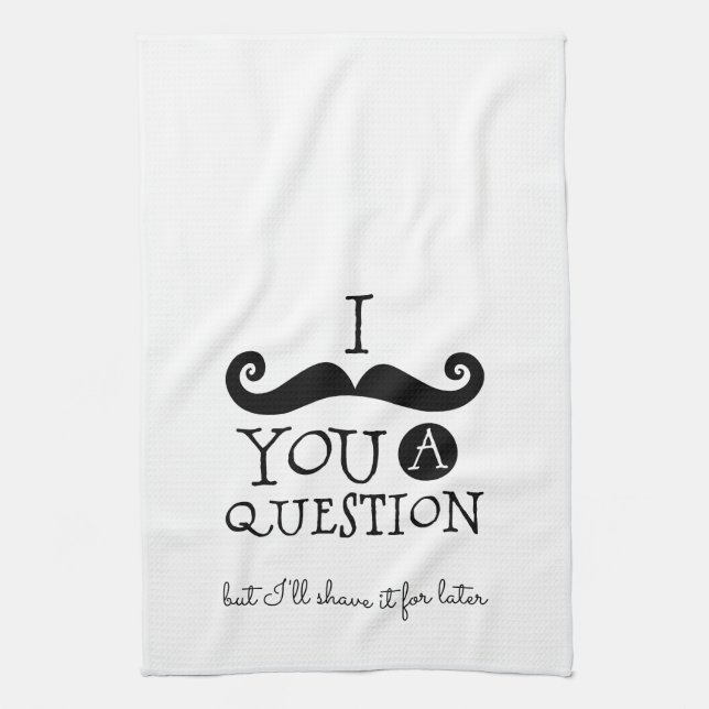 Black Moustache Humour Tea Towel (Vertical)