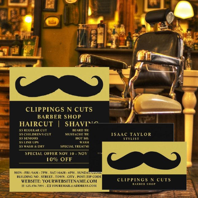 Black Moustache, Men's Barbers Advertising Flyer (Creator Uploaded)