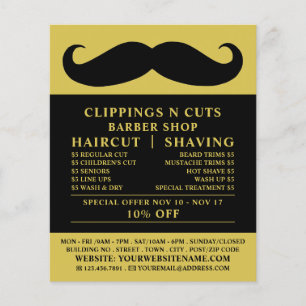 Black Moustache, Men's Barbers Advertising Flyer