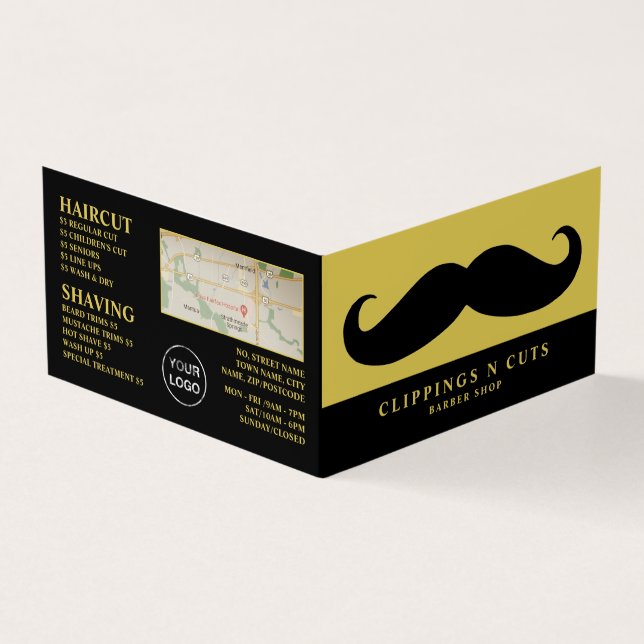 Black Moustache, Men's Barbers Loyalty Card, Business Card (Outside)