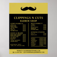 Black Moustache, Men's Barbers Price List