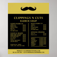 Black Moustache, Men's Barbers Price List