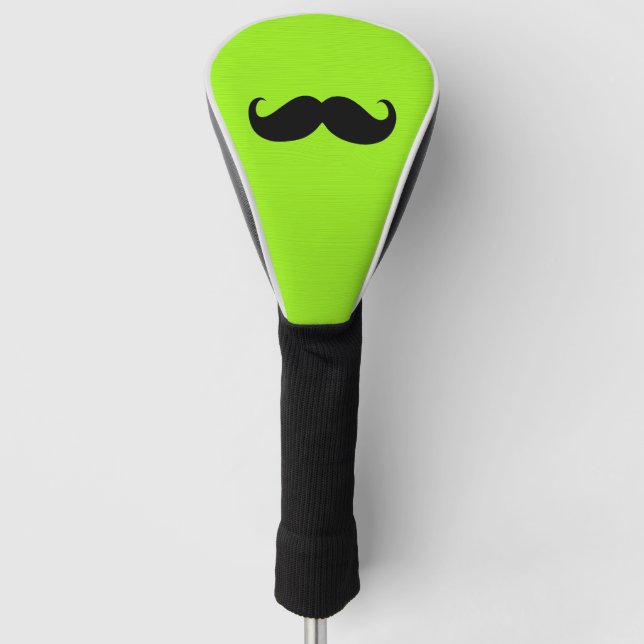 Black Moustache on Green Background Golf Head Cover (Front)